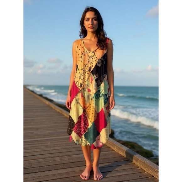 Kuncha Dresses & Skirts - Reversible Kantha Sleeveless Dress